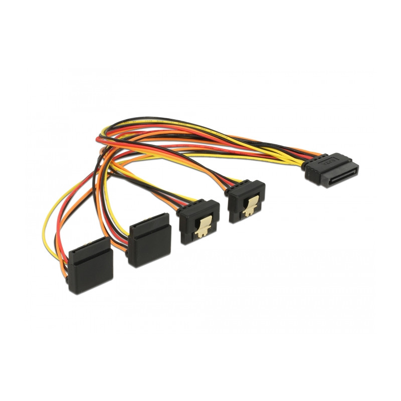 Delock Kabel SATA 15 Pin Strom Stecker mit Einrastfunktion - SATA 15 Pin Strom Buchse 2 x unten / 2 x oben 30 cm