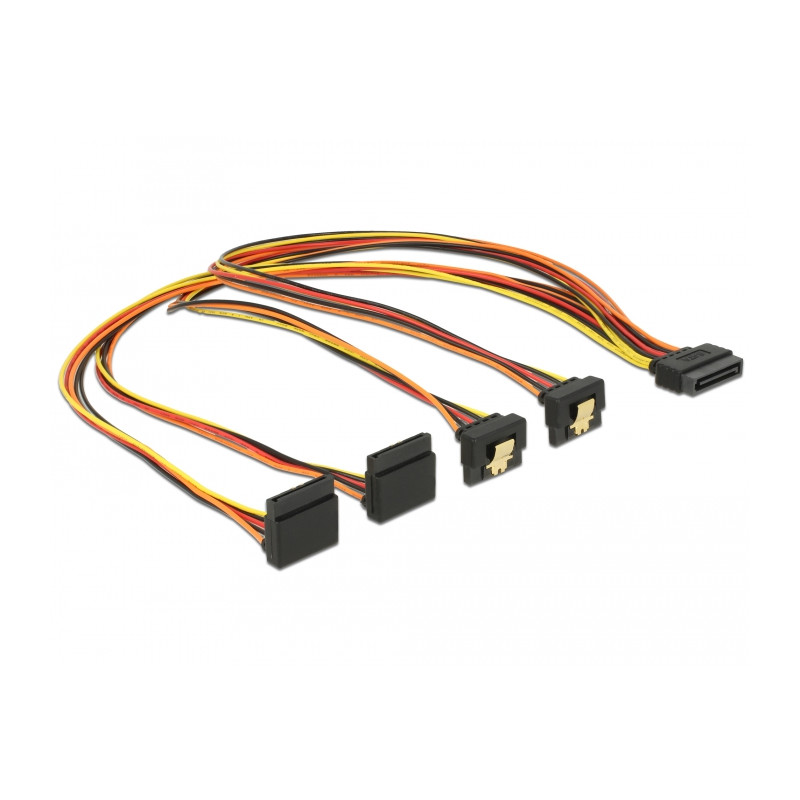 Delock Kabel SATA 15 Pin Strom Stecker mit Einrastfunktion - SATA 15 Pin Strom Buchse 2 x unten / 2 x oben 50 cm