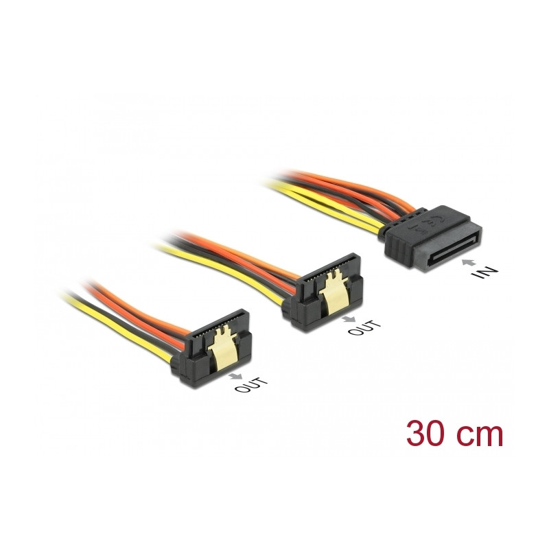 Delock Kabel SATA 15 Pin Strom Stecker mit Einrastfunktion - 2 x SATA 15 Pin Strom Buchse 30 cm