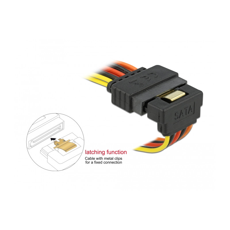 Delock Kabel SATA 15 Pin Strom Stecker mit Einrastfunktion - 2 x SATA 15 Pin Strom Buchse 30 cm