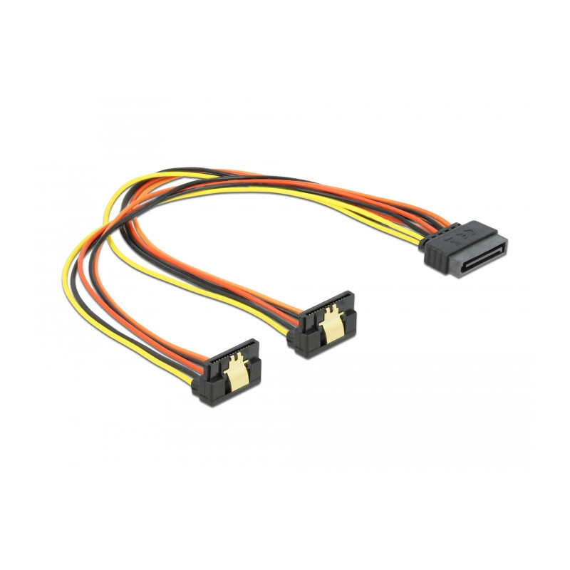 Delock Kabel SATA 15 Pin Strom Stecker mit Einrastfunktion - 2 x SATA 15 Pin Strom Buchse 30 cm