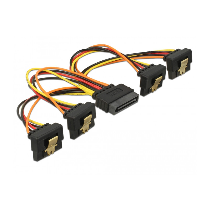 Delock Kabel SATA 15 Pin Strom Stecker mit Einrastfunktion - SATA 15 Pin Strom Buchse 4 x unten 15 cm