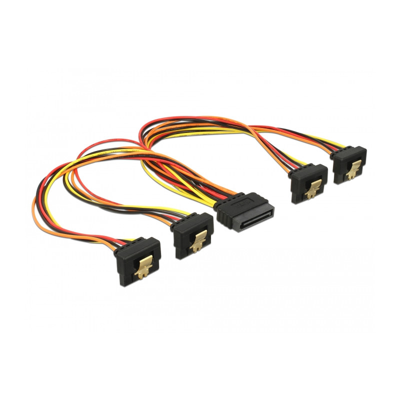 Delock Kabel SATA 15 Pin Strom Stecker mit Einrastfunktion - SATA 15 Pin Strom Buchse 4 x unten 30 cm