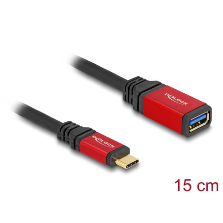 Delock USB 10 Gbps Adapter USB Type-C™ Stecker zu USB Typ-A Buchse 15 cm rot Metall