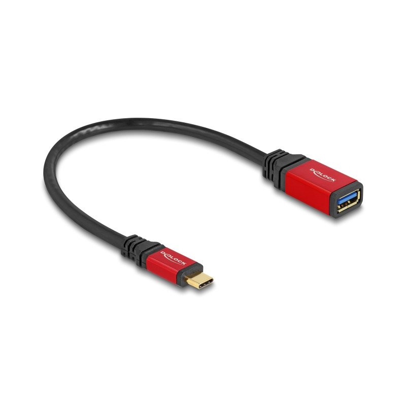 Delock USB 10 Gbps Adapter USB Type-C™ Stecker zu USB Typ-A Buchse 15 cm rot Metall