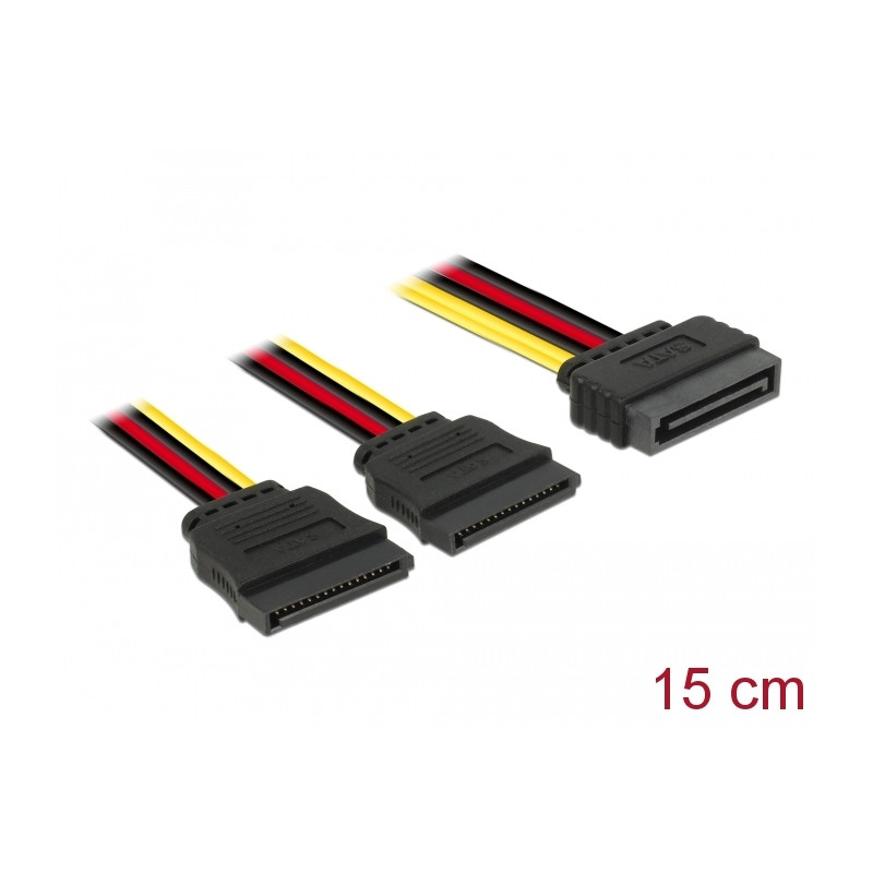 Delock Kabel Power SATA 15 Pin - 2 x SATA HDD – gerade