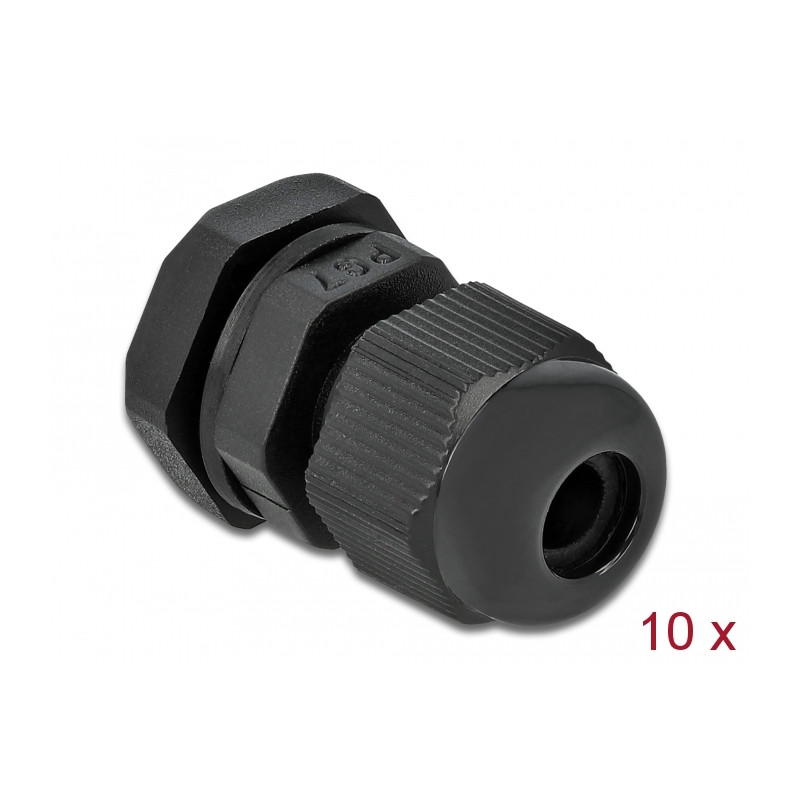 Delock Kabelverschraubung PG7 10 Stück schwarz