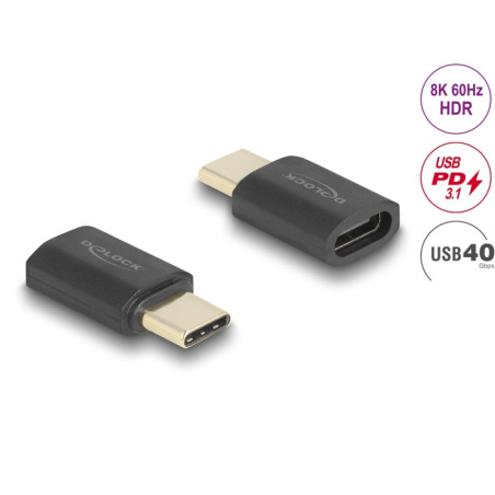 Delock USB Adapter 40 Gbps USB Type-C™ PD 3.1 240 W Stecker zu Buchse Portschoner 8K 60 Hz