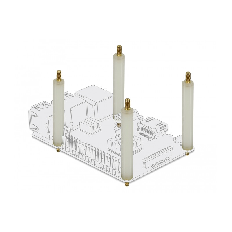 Delock Abstandshalter M2.5 x M3, Sechskant, Außen / Außen, 42 mm natur 4 Stück