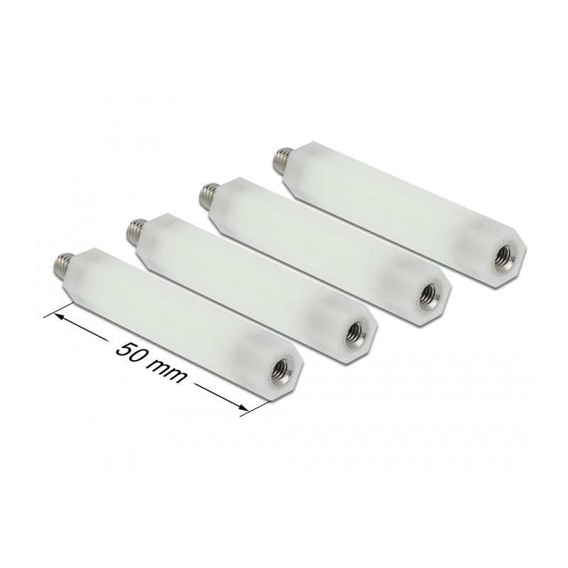 Delock Abstandshalter M5 x M4, Sechskant, Innen / Außen, 50 mm natur 4 Stück