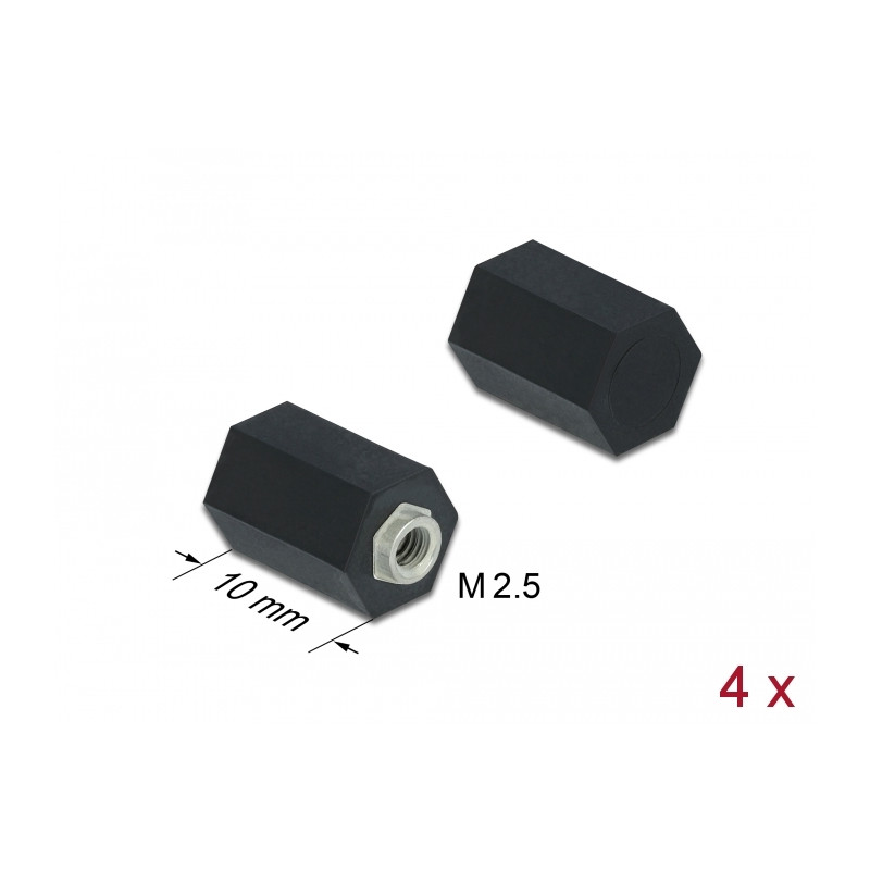 Delock Abstandshalter M2.5, Sechskant, Innen, 10 mm schwarz 4 Stück