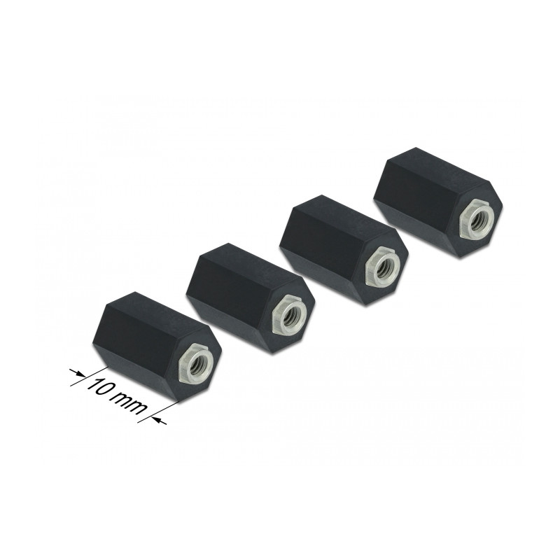 Delock Abstandshalter M2.5, Sechskant, Innen, 10 mm schwarz 4 Stück