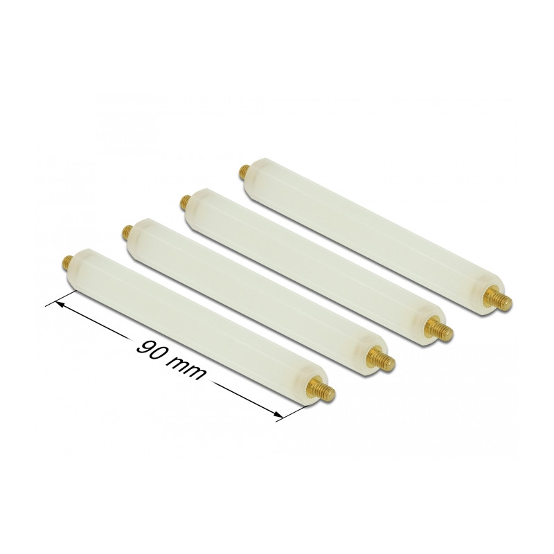 Delock Abstandshalter M4 x M4, Sechskant, Außen / Außen, 90 mm natur 4 Stück