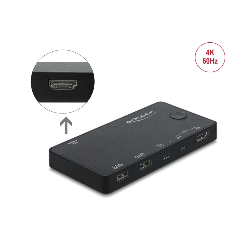 Delock HDMI / USB-C™ KVM Switch 4K 60 Hz mit USB 2.0