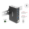 Delock Industrie Hub 4 x USB 5 Gbps Typ-A mit 8 kV ESD Schutz und Hutschienenbefestigung