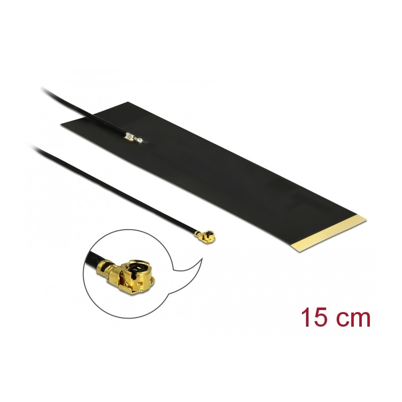 Delock LTE Antenne I-PEX Inc., MHF® I Stecker 1,9 - 3,9 dBi 1.13 15 cm FPC intern Klebemontage