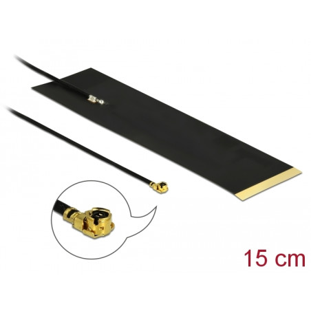 Delock LTE Antenne I-PEX Inc., MHF® I Stecker 1,9 - 3,9 dBi 1.13 15 cm FPC intern Klebemontage