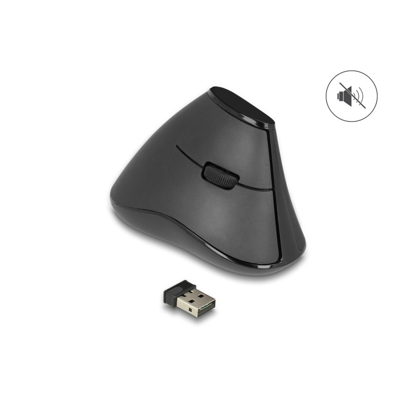 Delock Ergonomische vertikal optische 5-Tasten Maus 2,4 GHz kabellos - Lautlos