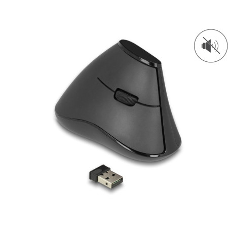 Delock Ergonomische vertikal optische 5-Tasten Maus 2,4 GHz kabellos - Lautlos