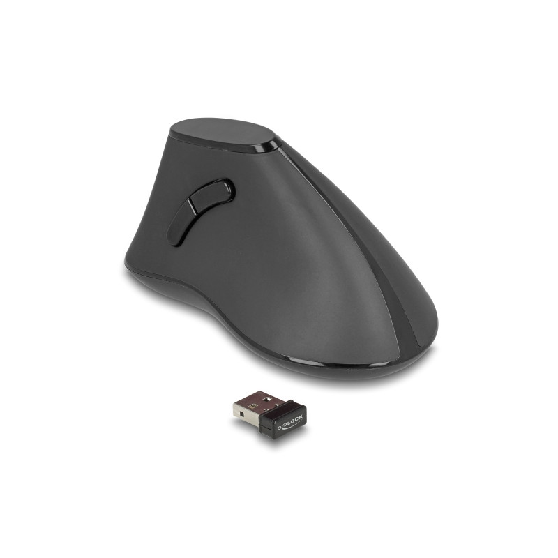 Delock Ergonomische vertikal optische 5-Tasten Maus 2,4 GHz kabellos - Lautlos