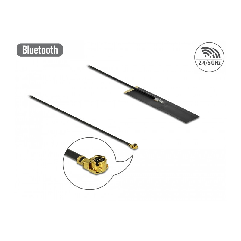 Delock Dualband WLAN ac/ax/a/b/g/n Antenne I-PEX Inc., MHF® I Stecker 1,7 - 4,7 dBi PIFA FPC omnidirektional