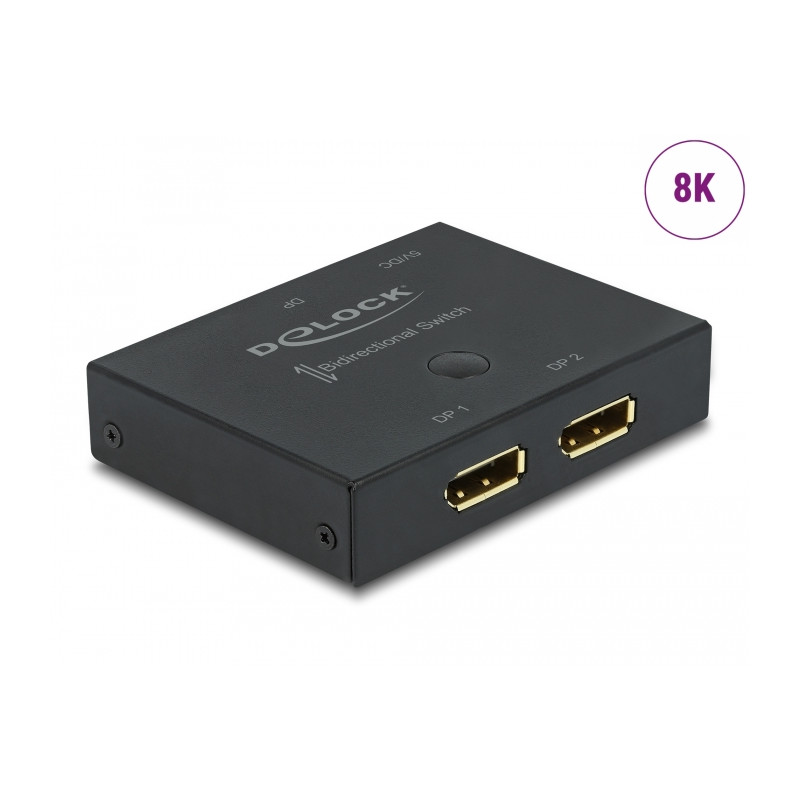 Delock DisplayPort 2 - 1 Umschalter bidirektional 8K 30 Hz