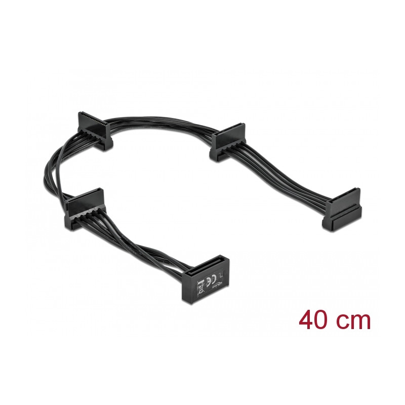 Delock Kabel Power SATA 15 Pin Stecker - 4 x SATA 15 Pin Buchse 40 cm schwarz