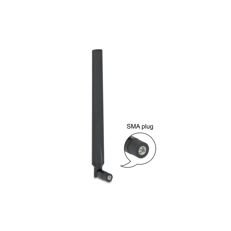 Delock LTE Antenne SMA Stecker 1,9 - 2,3 dBi omnidirektional mit Kippgelenk schwarz