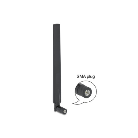 Delock LTE Antenne SMA Stecker 1,9 - 2,3 dBi omnidirektional mit Kippgelenk schwarz