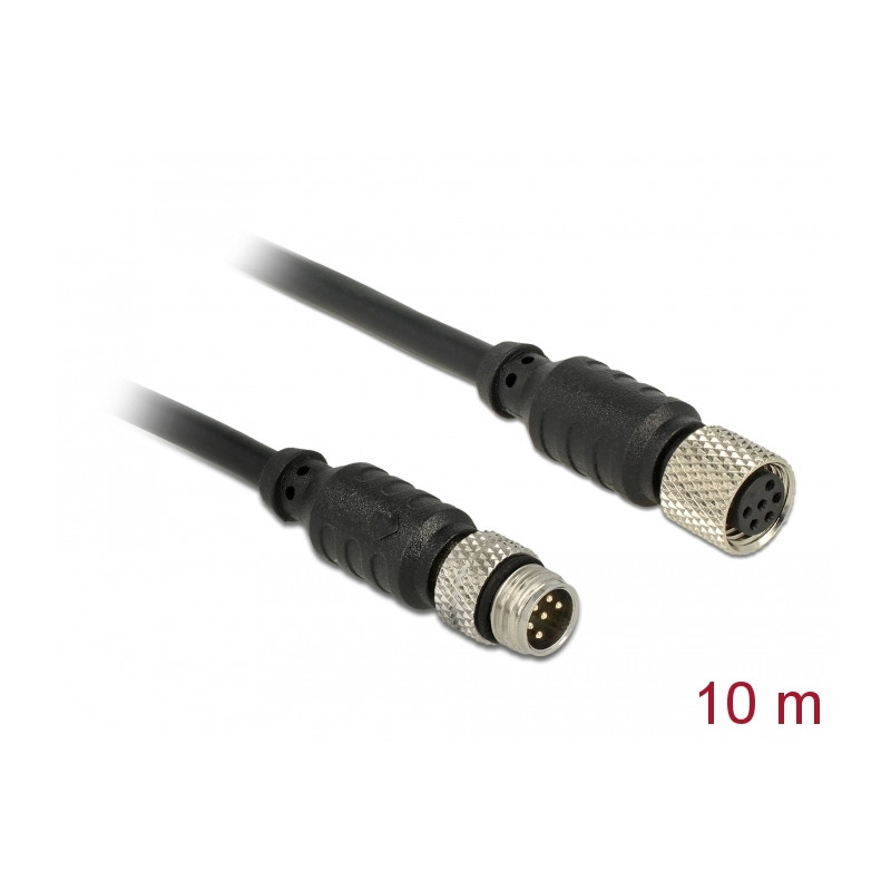 Delock M8 Sensor- / Aktorverlängerungskabel 6 Pin Stecker zu M8 6 Pin Buchse wasserdicht 10 m