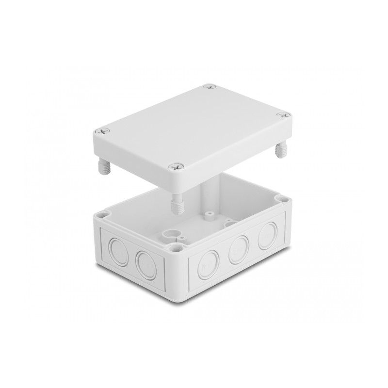 Delock Installationsgehäuse mit Kabeleinführungen 130 x 93 x 57 mm grau