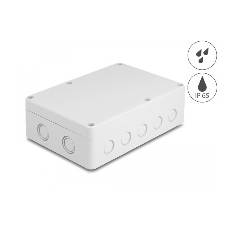 Delock Installationsgehäuse mit Kabeleinführungen 180 x 125 x 57 mm grau