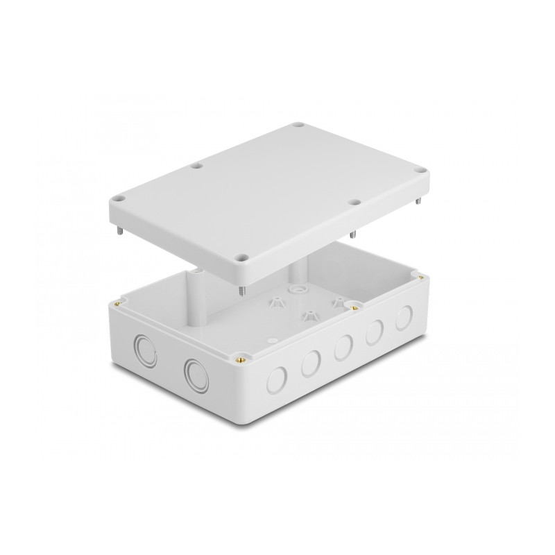 Delock Installationsgehäuse mit Kabeleinführungen 180 x 125 x 57 mm grau