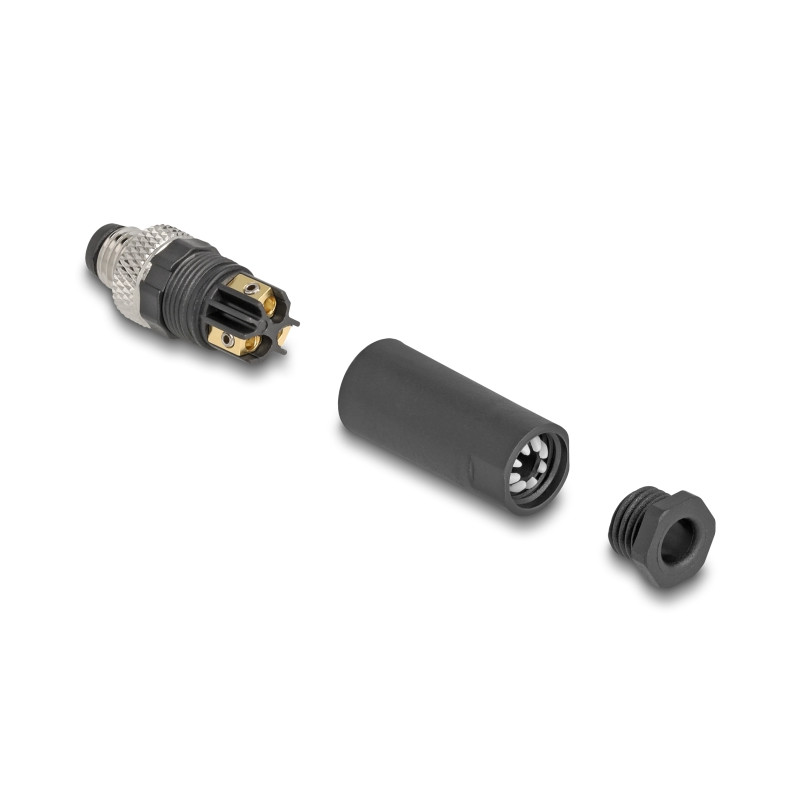 Delock M8 Steckverbinder A-kodiert 3 Pin Stecker zur Montage mit Schraubanschluss