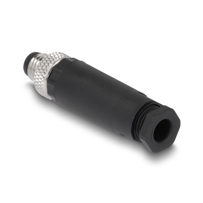 Delock M8 Steckverbinder A-kodiert 4 Pin Stecker zur Montage mit Schraubanschluss