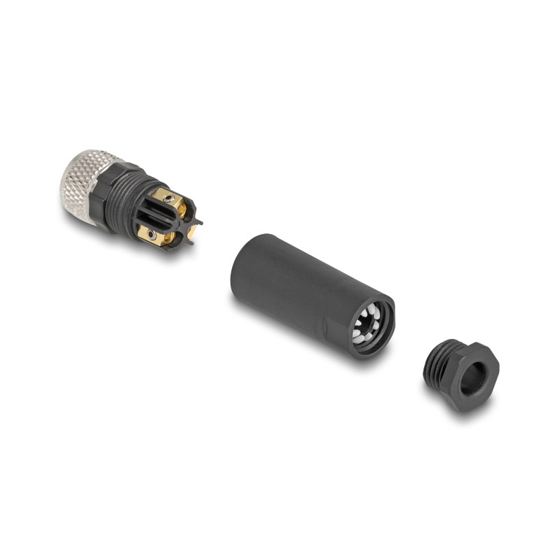 Delock M8 Steckverbinder A-kodiert 3 Pin Buchse zur Montage mit Schraubanschluss