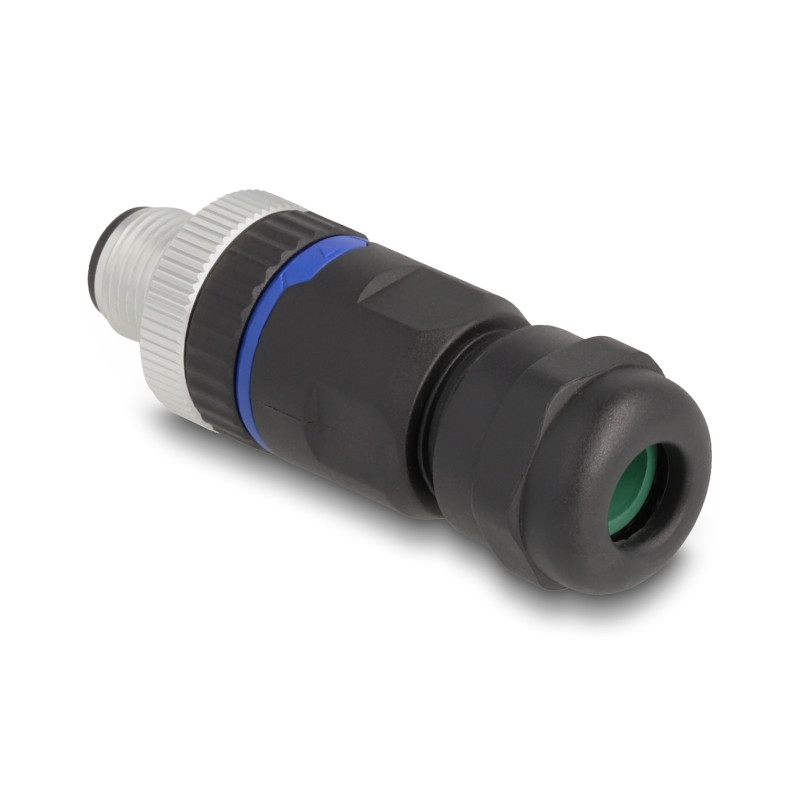 Delock M12 Steckverbinder A-kodiert 4 Pin Stecker zur Montage mit Schraubanschluss