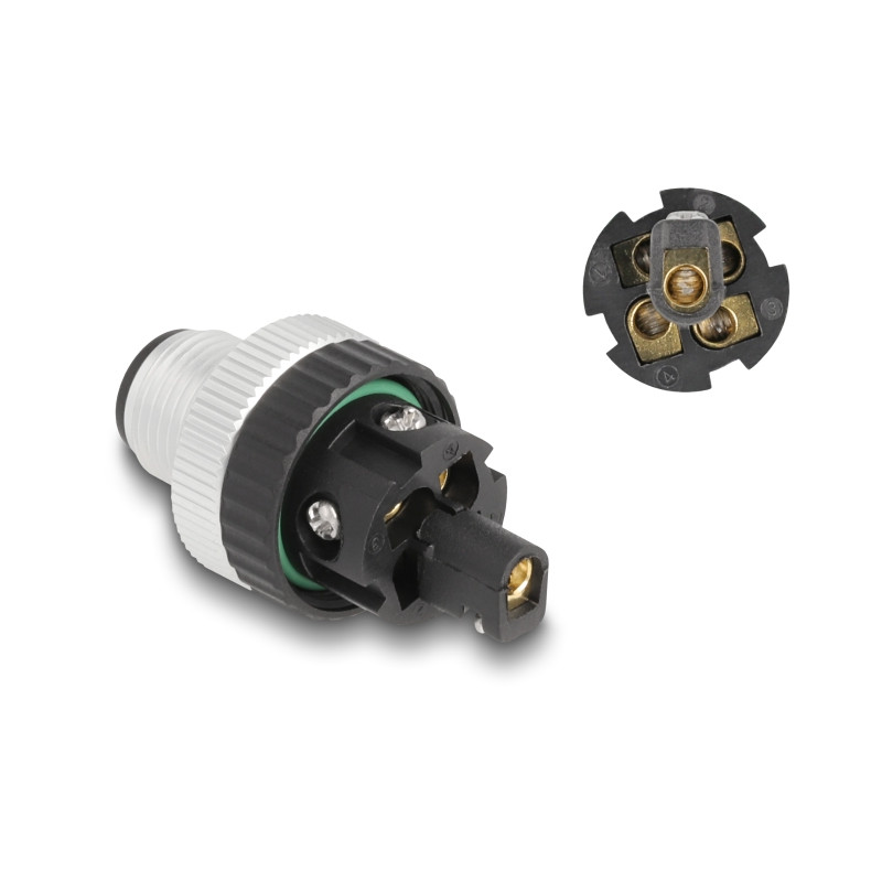 Delock M12 Steckverbinder A-kodiert 5 Pin Stecker zur Montage mit Schraubanschluss