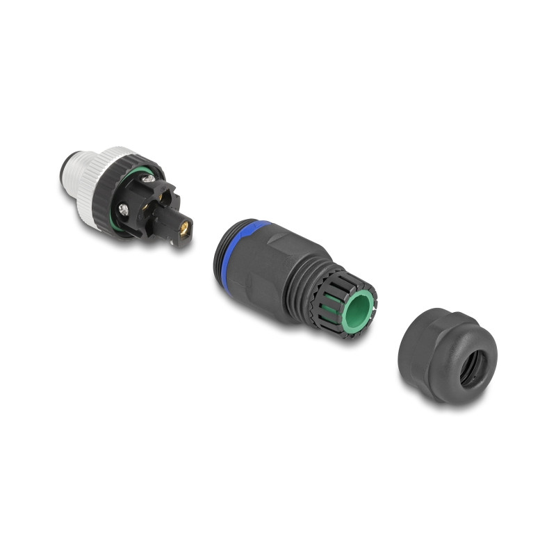 Delock M12 Steckverbinder A-kodiert 5 Pin Stecker zur Montage mit Schraubanschluss