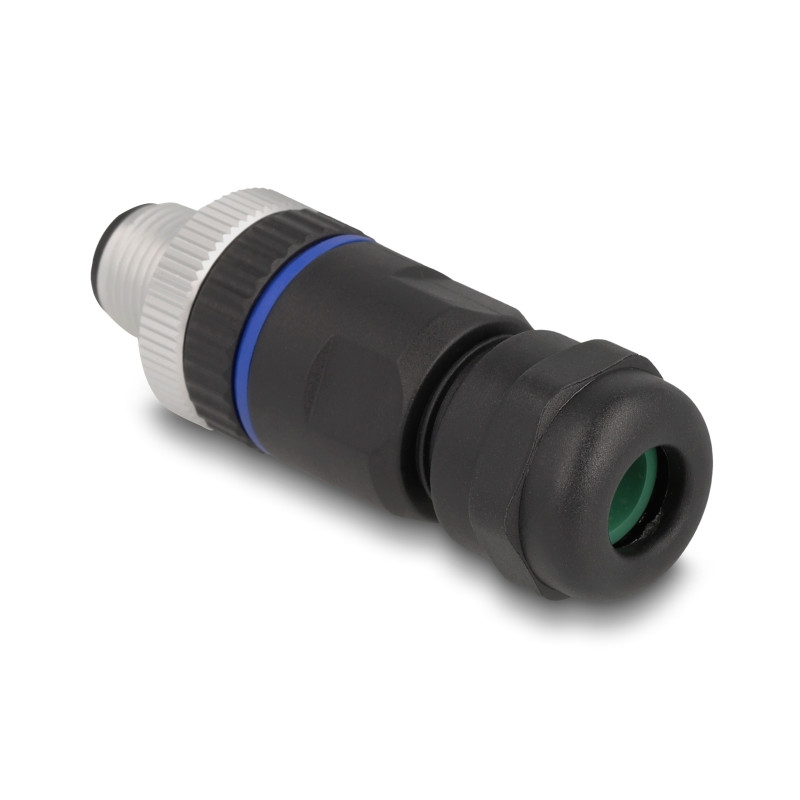 Delock M12 Steckverbinder A-kodiert 8 Pin Stecker zur Montage mit Schraubanschluss