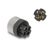 Delock M12 Steckverbinder A-kodiert 4 Pin Buchse zur Montage mit Schraubanschluss