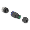 Delock M12 Steckverbinder A-kodiert 4 Pin Buchse zur Montage mit Schraubanschluss
