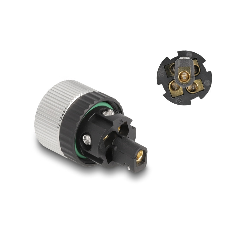 Delock M12 Steckverbinder A-kodiert 5 Pin Buchse zur Montage mit Schraubanschluss