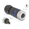 Delock M12 Steckverbinder A-kodiert 8 Pin Buchse zur Montage mit Schraubanschluss