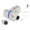 Delock M12 Steckverbinder A-kodiert 3 Pin Stecker zur Montage mit Schraubanschluss 90° gewinkelt Metall