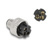 Delock M12 Steckverbinder A-kodiert 3 Pin Stecker zur Montage mit Schraubanschluss 90° gewinkelt Metall