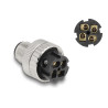 Delock M12 Steckverbinder A-kodiert 4 Pin Stecker zur Montage mit Schraubanschluss 90° gewinkelt Metall