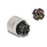 Delock M12 Steckverbinder A-kodiert 4 Pin Buchse zur Montage mit Schraubanschluss 90° gewinkelt Metall