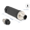 Delock M12 Steckverbinder A-kodiert 3 Pin Stecker zur Montage mit Schraubanschluss