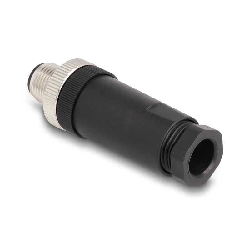 Delock M12 Steckverbinder A-kodiert 3 Pin Stecker zur Montage mit Schraubanschluss
